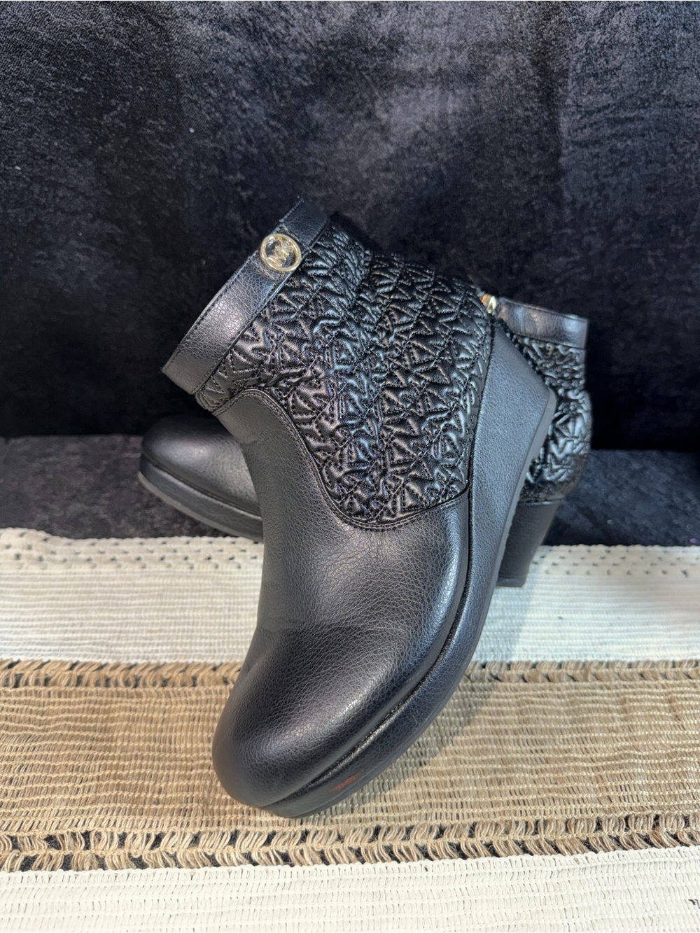 Michael Kors Black Quilted Leather Ankle Booties